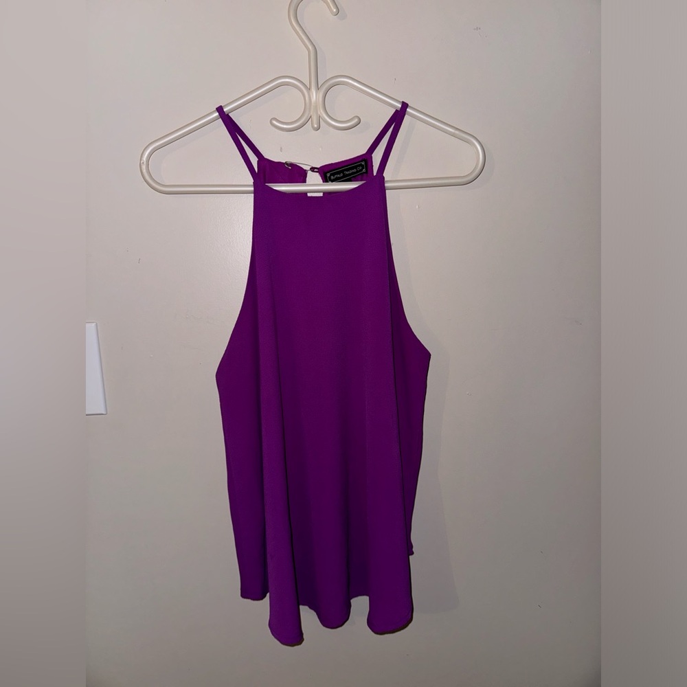 Purple Asymmetrical Backless Sleeveless Tank Top